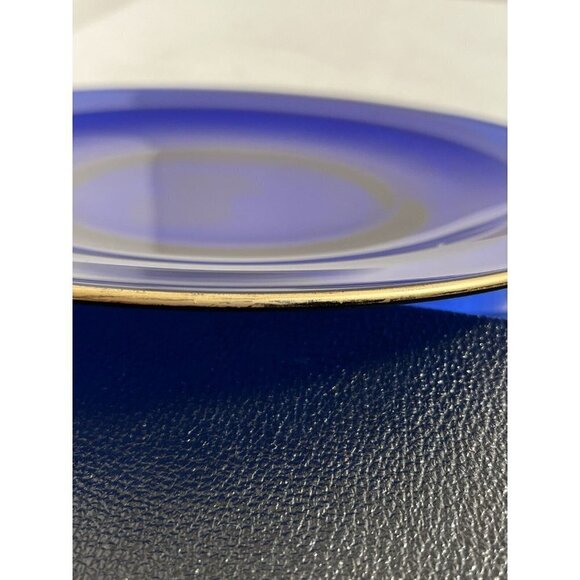 Bormioli Rocco Round Assiette PLATE Platter 10” Sapphire Gold Cobalt Blue Glass - Picture 8 of 9